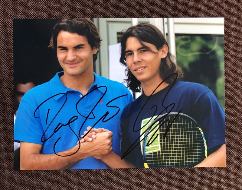 Оригинальная фотография ручная подпись Роджер Федерер Рафаэль Надаль автограф