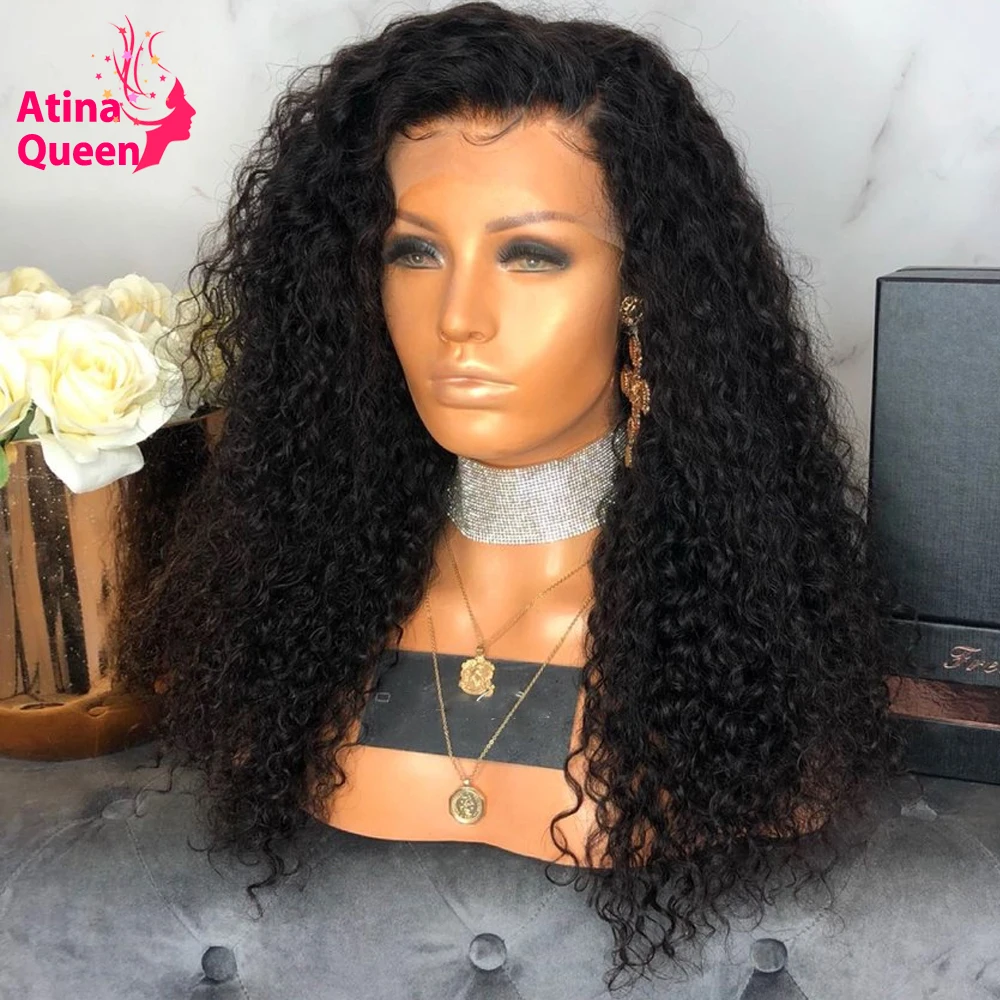 Atina Queen 250 Плотность 13x6 глубокий расставание человеческих волос парики афро