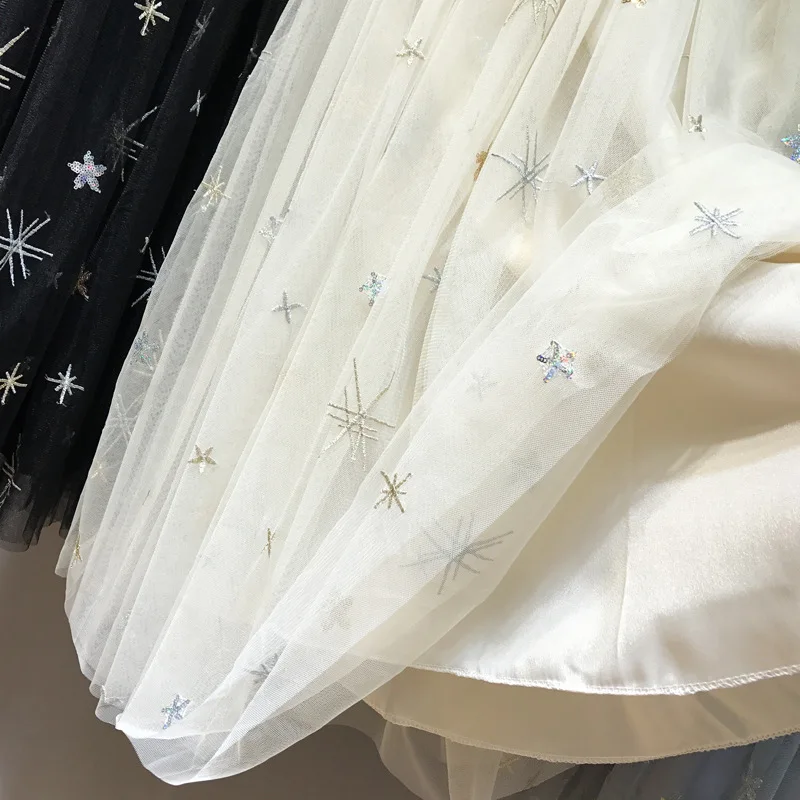 Горячая Распродажа весна лето милые женские сетчатые юбки со звездами и