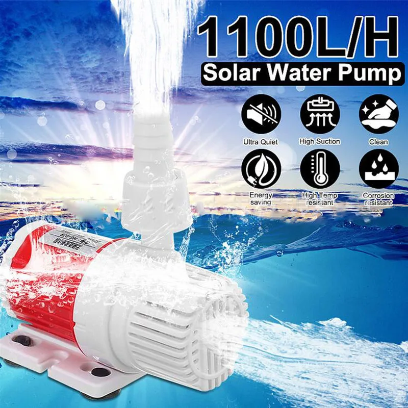 Мини DC 12V 1100L/H погружной насос Солнечный Бесщеточный Водяной для аквариума Rockery
