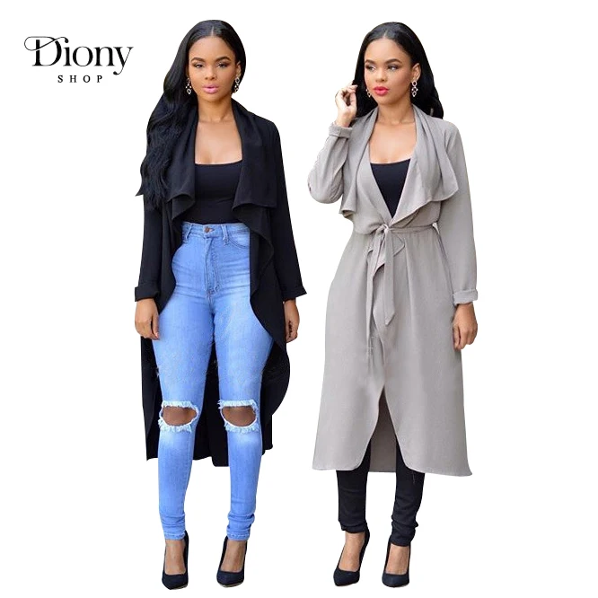 2016 Осень Женской Одежды Сплошной Цвет С Длинными Рукавами Леди Шнуровкой Долго