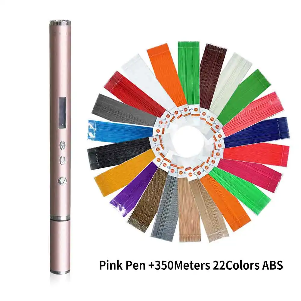 Pink Pen 350M ABS DEWANG, легкая 3d-ручка, новинка, OLED, DIY, 3D принтер, ручка, подарок на день рождения, PLA, ABS, нить, ручка, 3d ручки для рисования, гаджет - Цвет: Pink Pen 350M ABS