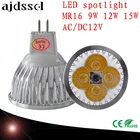 Приглушаемая светодиодная точечная лампа GU10, точечные LED лампы E27 E14, GU5.3, 220 В, В переменного тока и 12 В постоянного тока