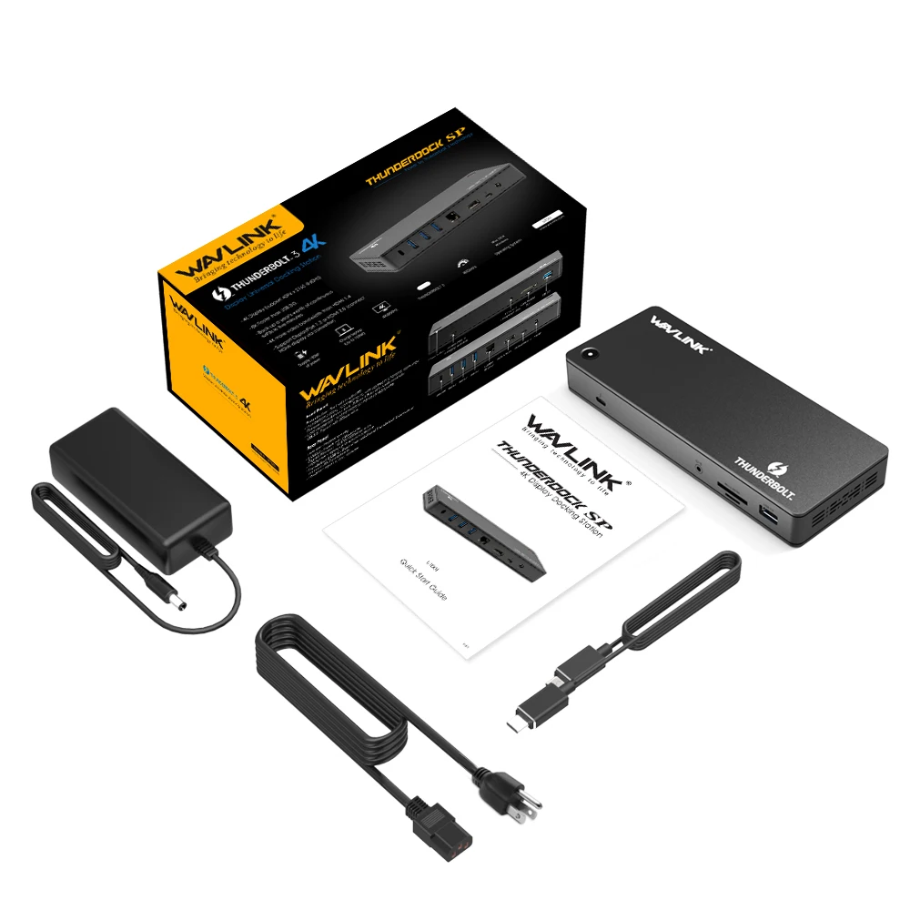 Wavlink Intel Сертифицированный Thunderbolt 3 док-станция для ноутбука USB 3,0 4 k@ 60Hz Gigabit Ethernet 85W зарядка USB C для MacBook Pro