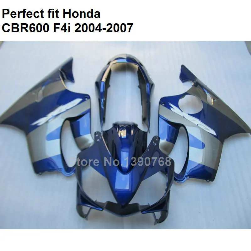 

100% подходит для инъекций Обтекатели Honda CBR600 F4i 04 05 06 07 синий и серебристый, черный комплект обтекателей CBR600F4i 2004 2005 2006 2007 HZ135