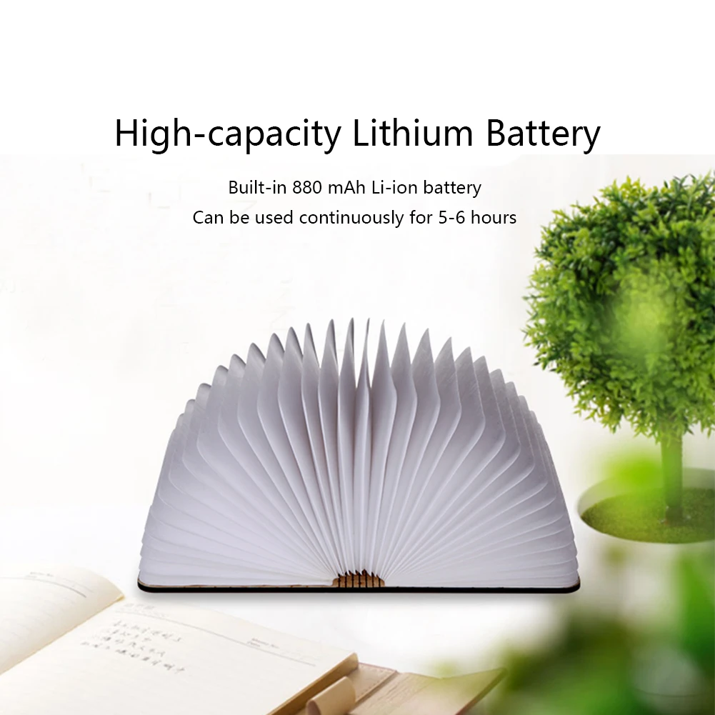 USB Перезаряжаемые LED складная деревянная книга Форма настольная лампа ночник свет книга прикроватной тумбочке украшения Ночь Настенный светильник