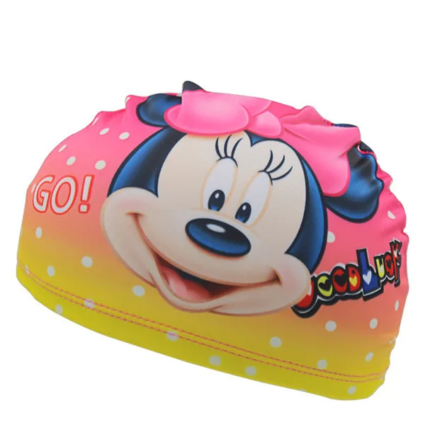 Сливовый New Cute Cartoon Print Swimming Caps for Children Kids Polyster Pool Swim Caps for Long Hairs Swim Hat Bathing Caps for Baby - Цвет: Сливовый