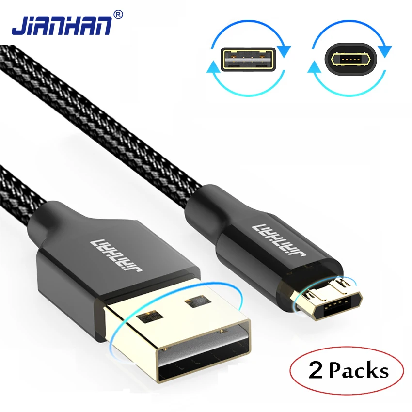 Кабель Micro USB двусторонний 5 В 2 А для быстрой зарядки мобильных телефонов|Кабели