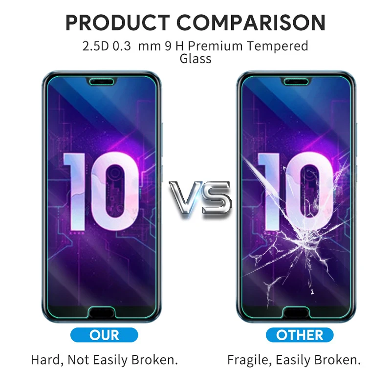 2 шт Премиум Закаленное стекло для Huawei Honor 10 Защитная пленка для экрана прозрачная защитная пленка для HUAWEI Honor 10 стекло