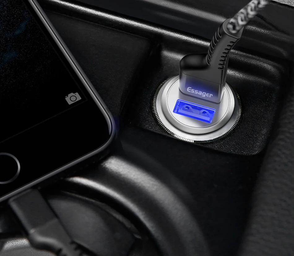 Автомобильное зарядное устройство Essager 4.8A USB для iPhone XS samsung Xiaomi mi быстрое автомобильное зарядное устройство для мобильного телефона адаптер mi ni автомобильное зарядное устройство