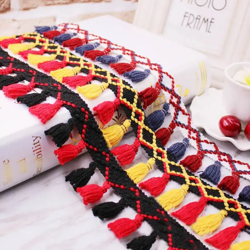 10yards/lot lace tassel Ribbon cotton tassels trimming fringes for sewing bed sheet clothes curtains DIY accessories decoration | Дом и сад