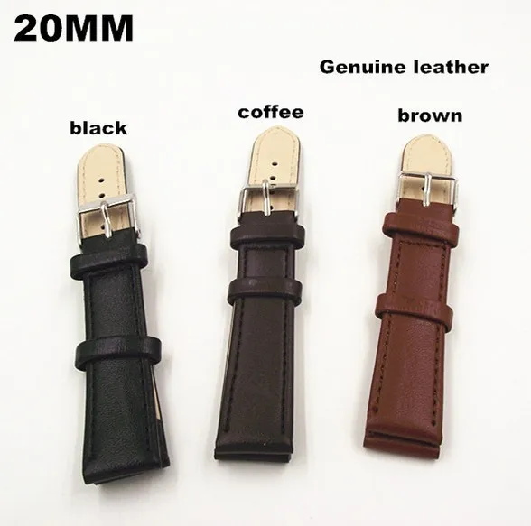 

Оптовая продажа 100 шт./лот высококачественный ремешок для часов 20 мм ремешок для часов из натуральной кожи коричневый, кофейный, черный цвет Доступно 3 цвета