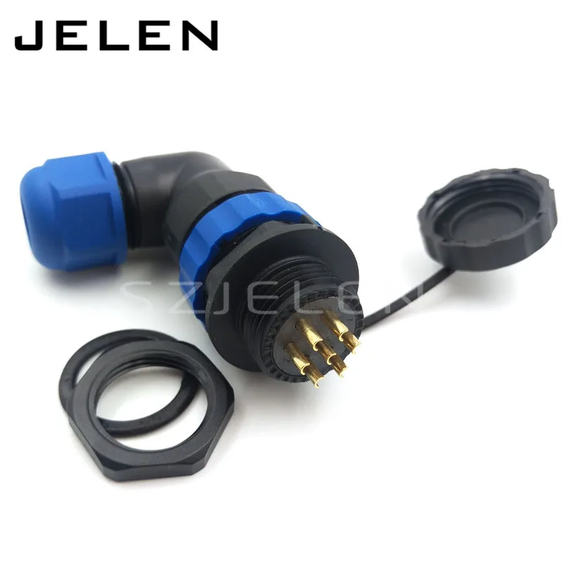 SD20 IP68 90 градусный локоть водонепроницаемый разъем 7 контактный панельный