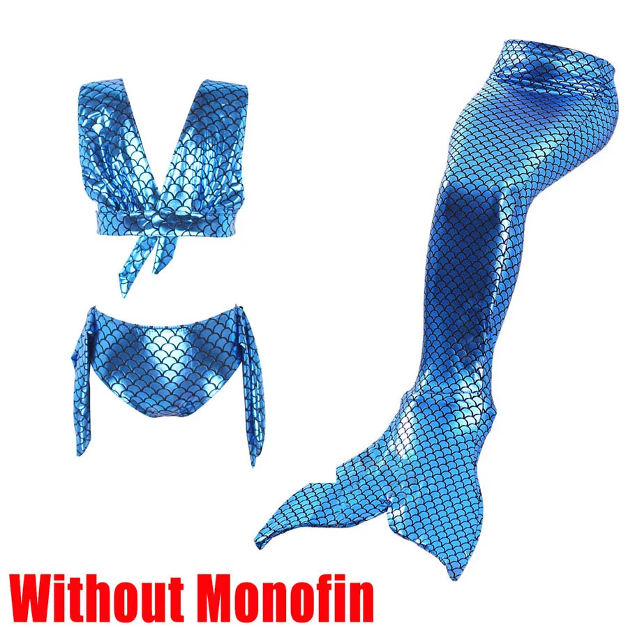 3pcs Without Monofin Детский купальный Купальник для косплея с хвостом русалки для девочек, купальный костюм с монофина - Цвет: 3pcs Without Monofin