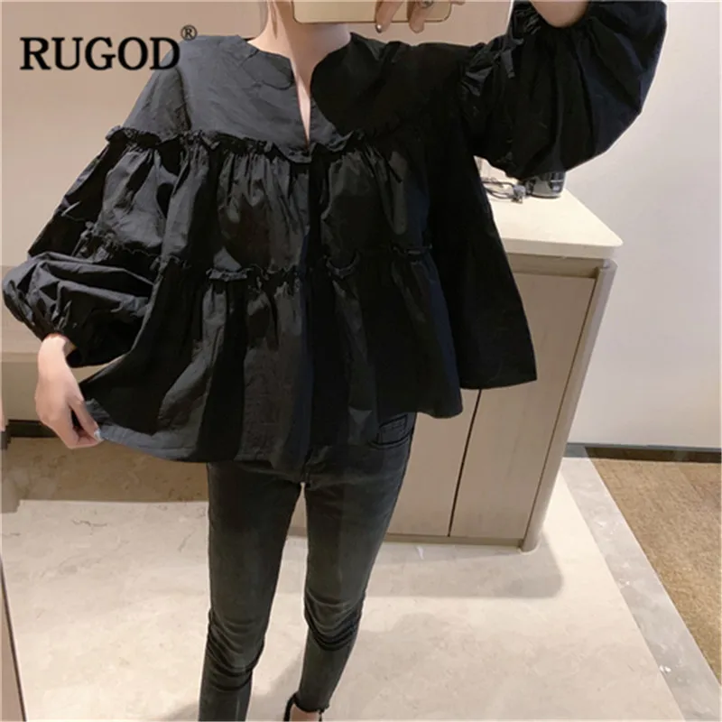 Женская Свободная блузка RUGOD в Корейском стиле со складками и
