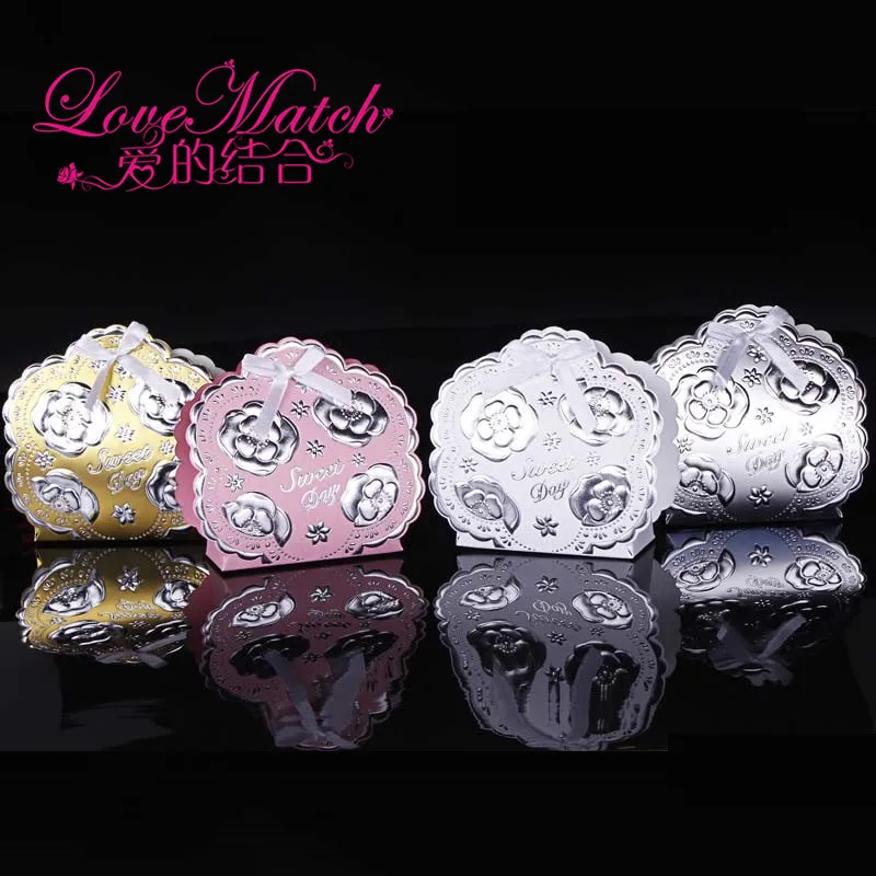 25 шт. золотые и тисненые цветы свадебные сувениры коробка для конфет Подарочная