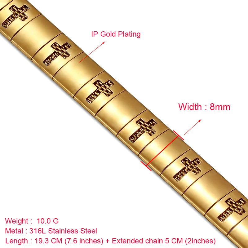 Bracelet Gold 8MM Модное ожерелье с крестом из нержавеющей стали для женщин золотого/серебряного цвета, Массивное колье-ошейник, массивное ювелирное изделие, подарок - Окраска металла: Bracelet Gold 8MM