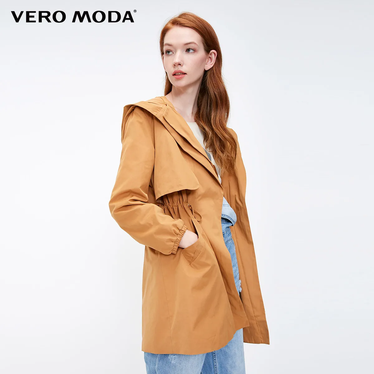 Vero Moda куртка женская Повседневный с капюшоном сплошной цвет молнии Тренч | 318417501