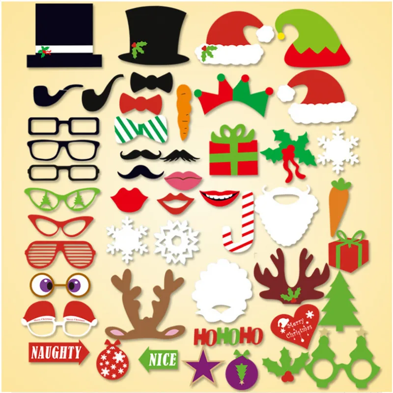 50 шт. Navidad 2018 ремесла усы Рождество реквизит для фотосессии DIY рождественские