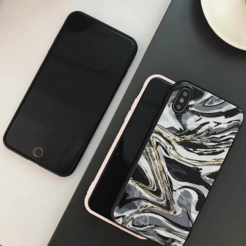 Netarlier Fashion Pastel Marble Case For iPhone 7 Pink Black Moonstone Patterned 8 4.7inch Protective Silicon Soft Phone |