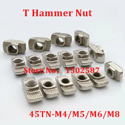 

20pcs M4 M5 M6 M8 T Slot Hammer Nut Nickel Plated Aluminum Connector Fastener Nuts for 4545 Groove 10