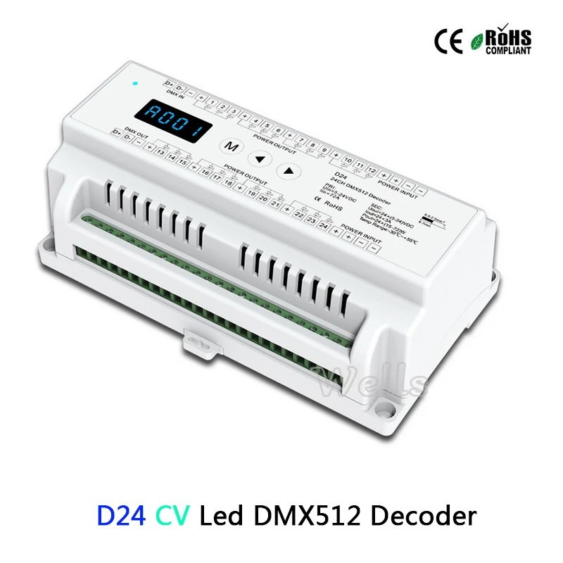 24 канальный светодиодный Декодер CV DMX512 D24 Вход постоянного тока 12 В 3A * 24CH PWM выход