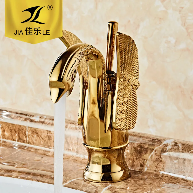 Античный лебедь золотой кухонный кран бронзовый латунный Смеситель для ванной