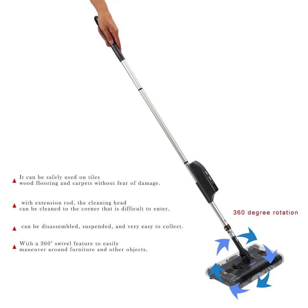 Поворотный Sweeper Intelligent Cordless перезаряжаемый электрический веник 360 градусов