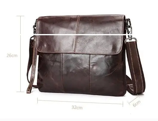 

AETOO vintage men's genuine leather bags Crossbody Bag leisure leather oil wax leather messenger bag