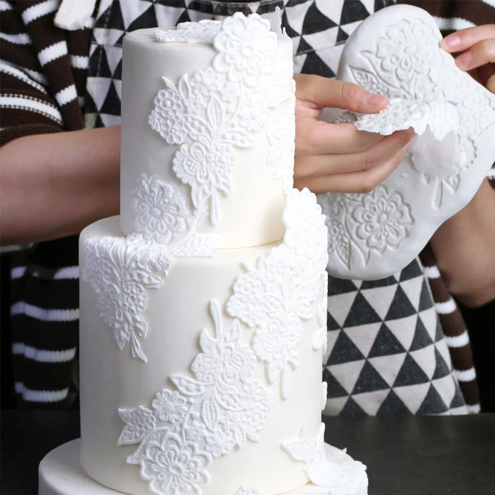 Силиконовые формы цветок кружева мат тиснения помадка для торта инструменты