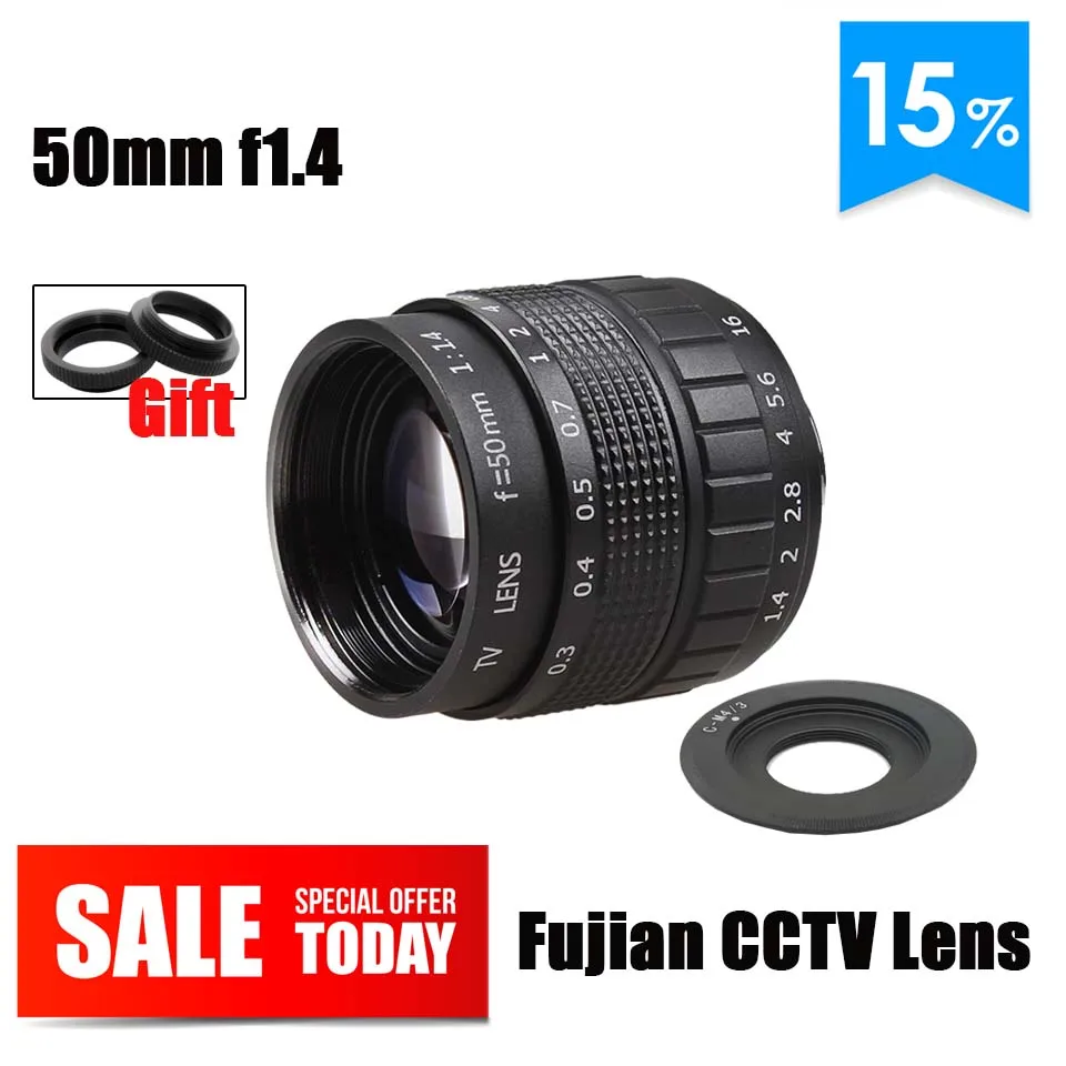 Фуцзянь 50 мм F1.4 CCTV объектив C M4/3 M43 адаптер с горы кольцо для Olympus EP1 EP2 EP3 EP5 EPL1 EPL2 EPL3