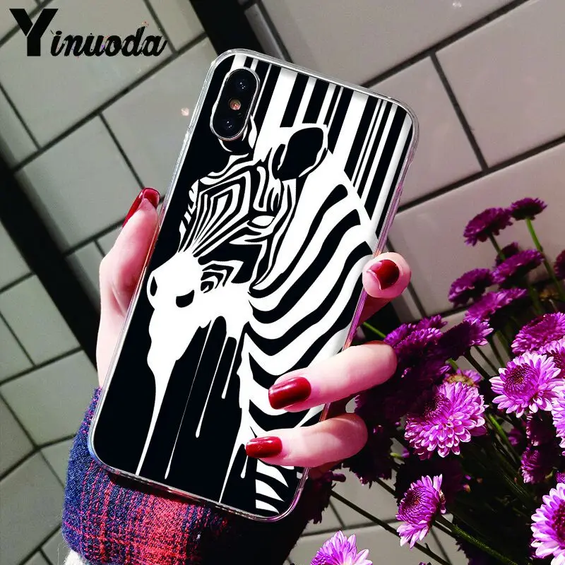 Yinuoda животный черно белый зебра полоса DIY печать рисунок чехол для телефона