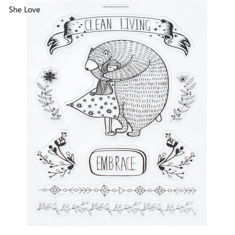 Chzimade милая девушка обнимающий медведь прозрачные штампы Силиконовая печать