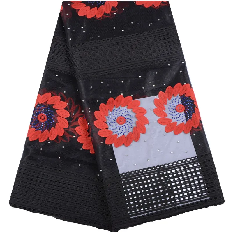 Высококачественная нигерийская сетчатая кружевная ткань с камнями африканская