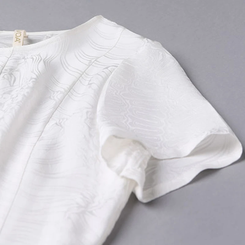 Женское шелковое жаккардовое платье VOA повседневное свободное до колена с