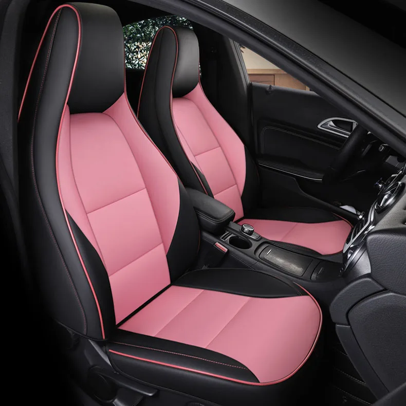 BLACK PINK Кожаные чехлы для автомобильных сидений на заказ для Mercedes-Benz gla200 gla260 cla200 cla 220 cla260 A 180 A200 автомобильные аксессуары для стайлинга автомобилей - Название цвета: BLACK PINK