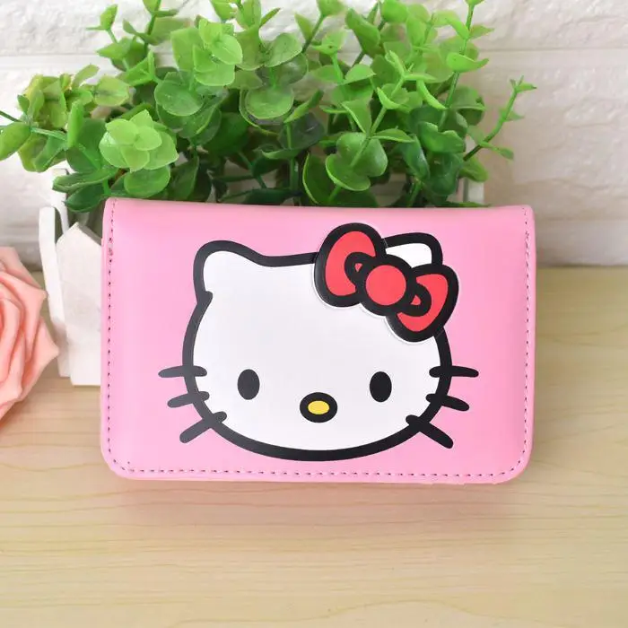 Hello бумажник "Котёнок" для женщин Мультяшные кожаные кошельки для девочек HelloKitty клатч кошелек дамские вечерние кошелек держатель для карт - Цвет: 14cm