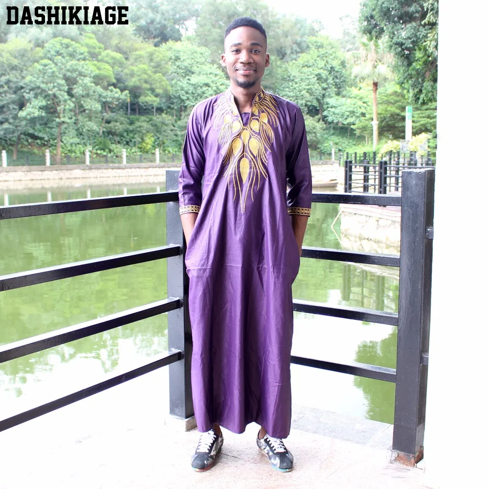Dashikiage Унисекс Новая мода базин длинная рубашка африканская вышивка кафтан