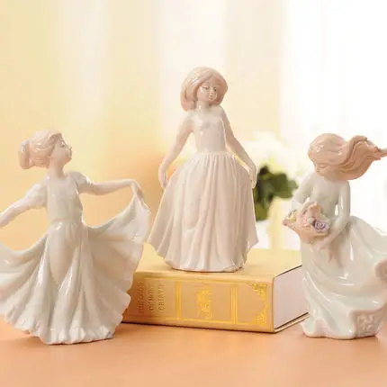 Handmade Ceramic Small Decoration Porcelain Girl Figurines Creative Home Ornaments New House Gift | Дом и сад
