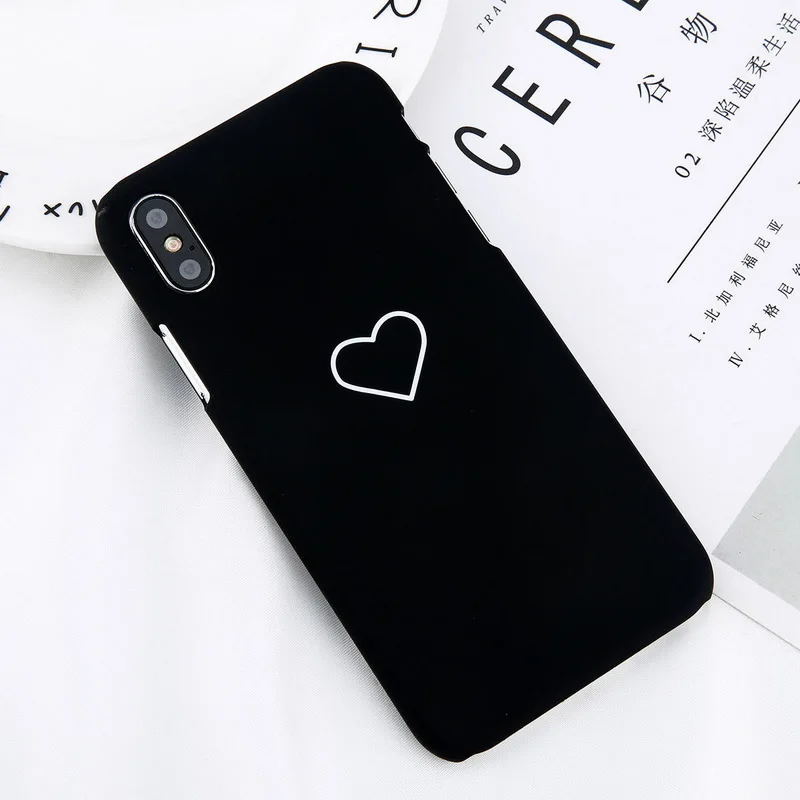 Black Модный розовый/черный чехол для телефона с сердечком для iPhone XS MAX XR ультра тонкий твердый пластиковый чехол на заднюю панель для iPhone X 6 6S 7 8 Plus чехол - Цвет: Black