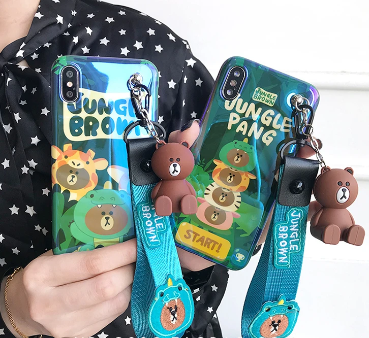 Чехол для Apple iPhone X XS милый мультфильм rabbitcover для iPhone 6 6S plus 7 8 плюс мультфильм Медведь чехол для телефона+ игрушки+ ремень