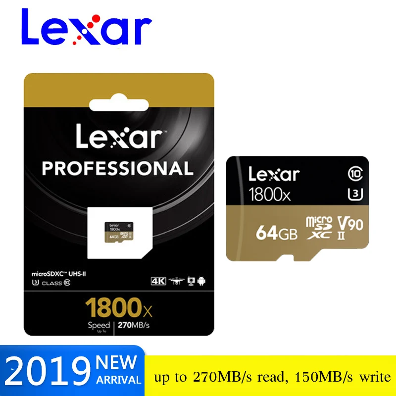 Lexar Micro SD карта 1800x microsd 64 ГБ 32 ГБ 270 МБ/с./с sdxc U3 cartao de memoria класс 10 Флэш-память tf/sd карта для смартфонов
