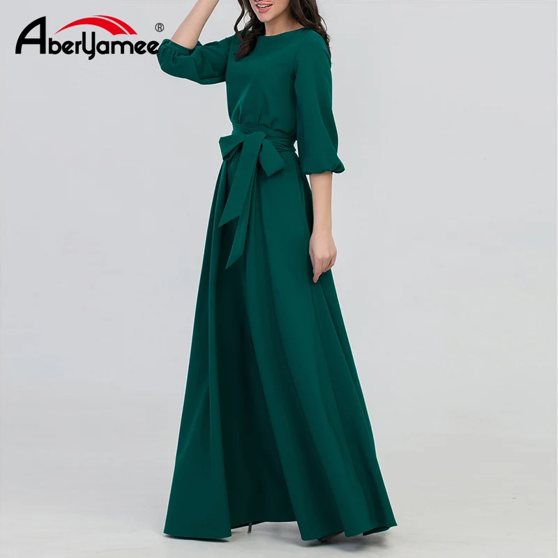 Плюс размер осеннее женское длинное платье с круглым вырезом Новое богемное