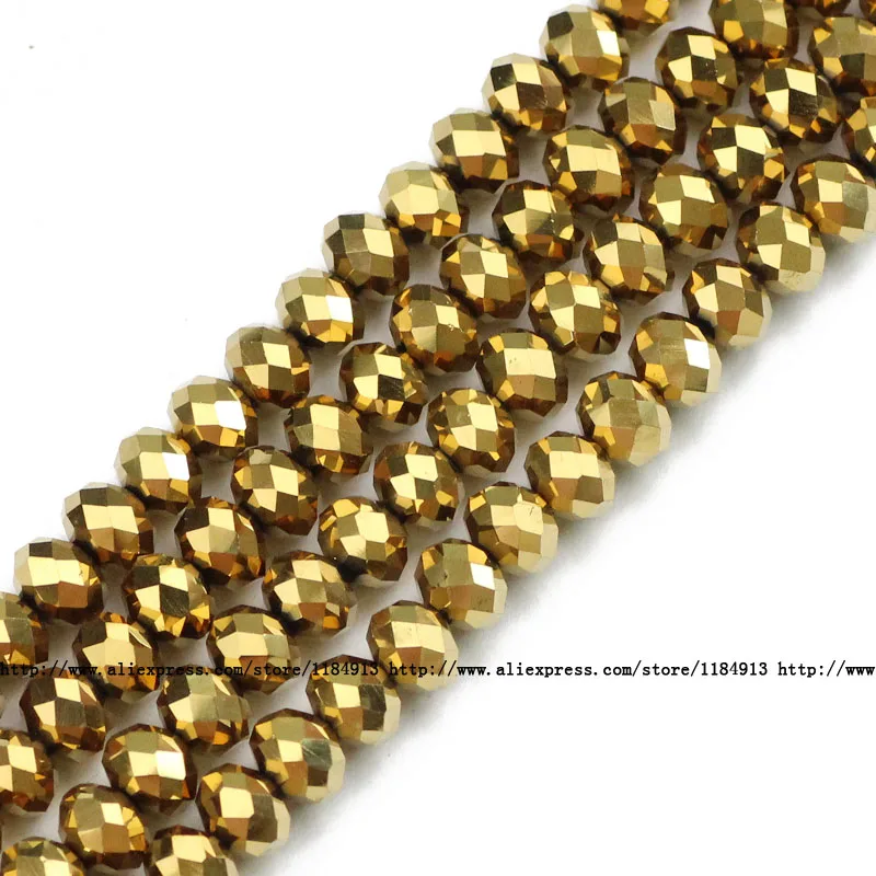 Y8107 Gold JHNBY, Плоские Круглые граненые бусины из австрийского хрусталя, 8 мм, 50 шт., высокое качество, свободные бусины, покрытие, браслет, ювелирное изделие, сделай сам - Цвет: Y8107 Gold