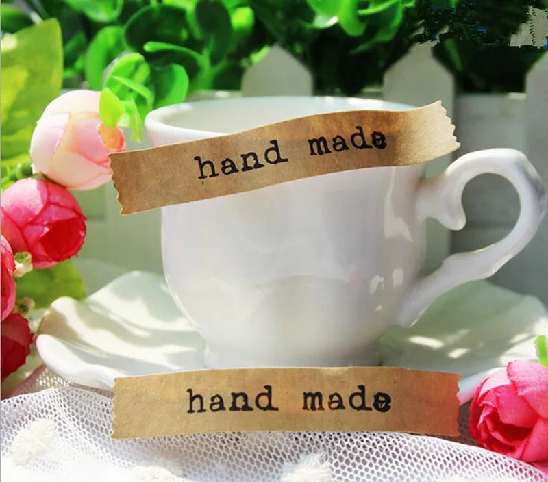 100 шт. самоклеящиеся наклейки с краями для рукоделия|hand made|stickers diystickers kraft label |
