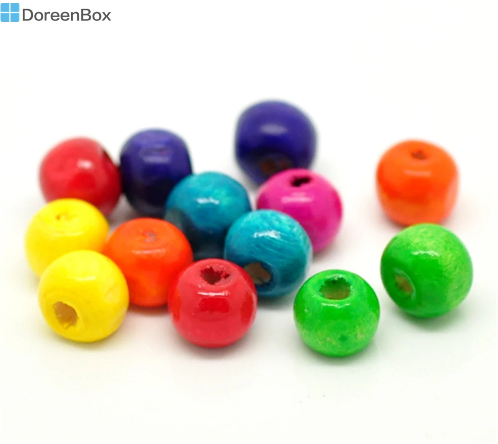 Doreen Box hot Mixed Деревянные Круглые бусины 8x6 мм (3/8 &quotx1/4&quot) продается в партии 1000