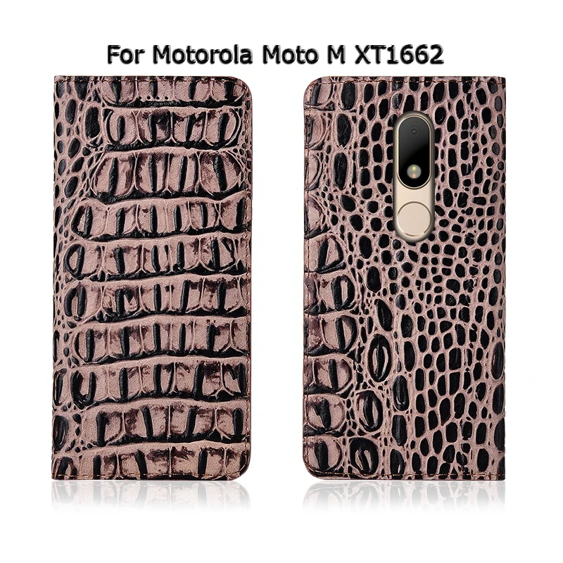 Крокодил из натуральной кожи чехол для Motorola Google Nexus 6 / Moto M XT1662 с откидной