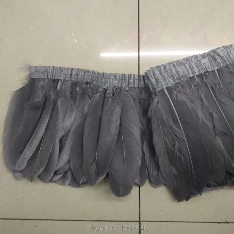 Отделка из серых гусиных перьев 2 ярда/партия лента окрашенных 15 ~ 18 см украшение