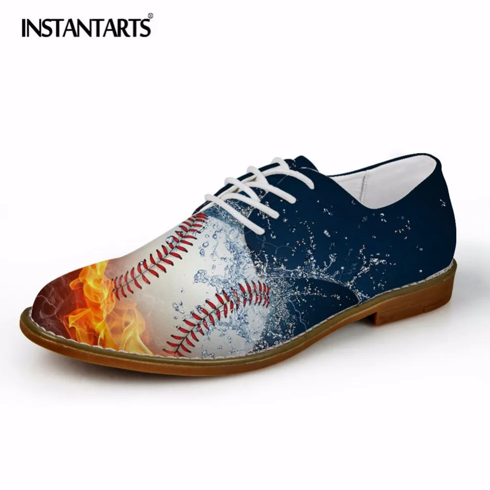 

INSTANTARTS 3D Fire Soccerly Pattern Men Casual Oxfords Shoes Autumn Casual Man Leather Shoes Fashion Business Dress Shoes Male