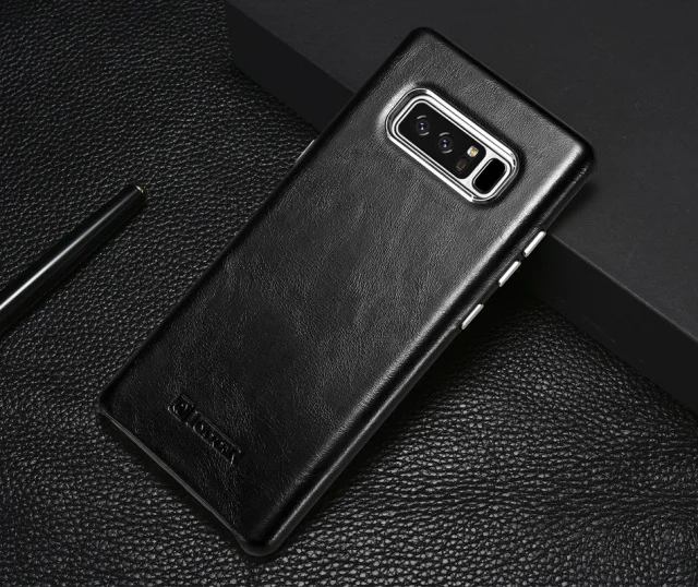 Черный Роскошный ультра тонкий чехол из натуральной кожи для samsung Galaxy Note 8, винтажный жесткий 360, полная защита, задняя крышка для телефона, чехол для телефона s - Цвет: Черный